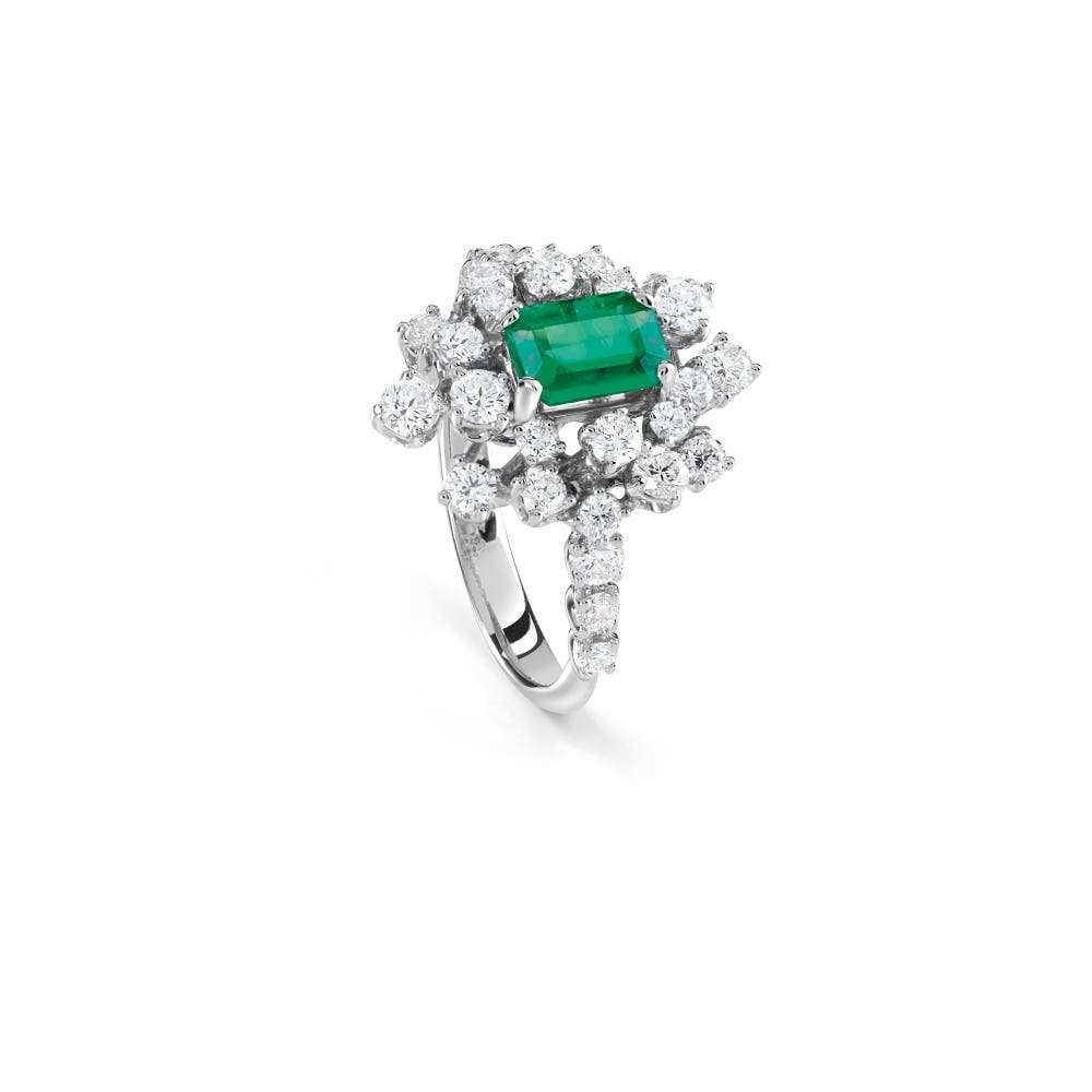 Anello Damiani Mimosa diamanti e smeraldo